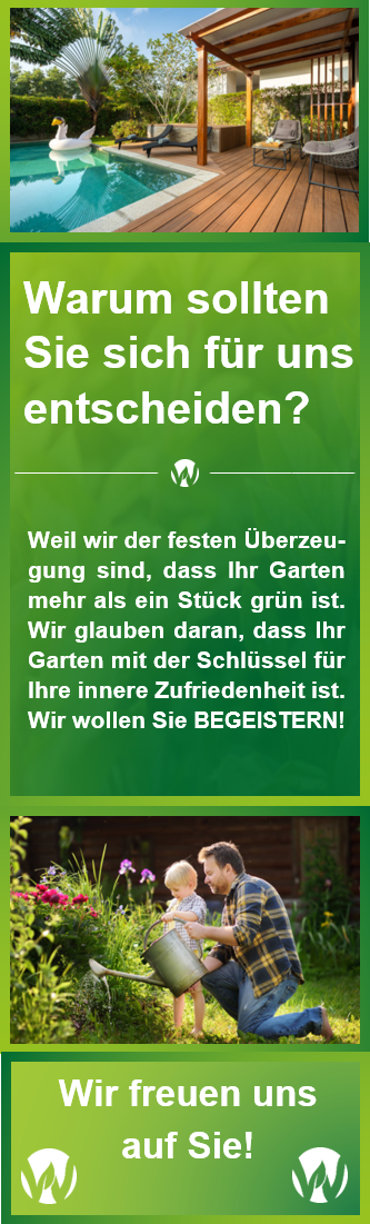 Bild mit Text warum man sich für Wuchner Gartenbau entscheiden sollten Mobil - Gartenbau Lörrach, Waldshut